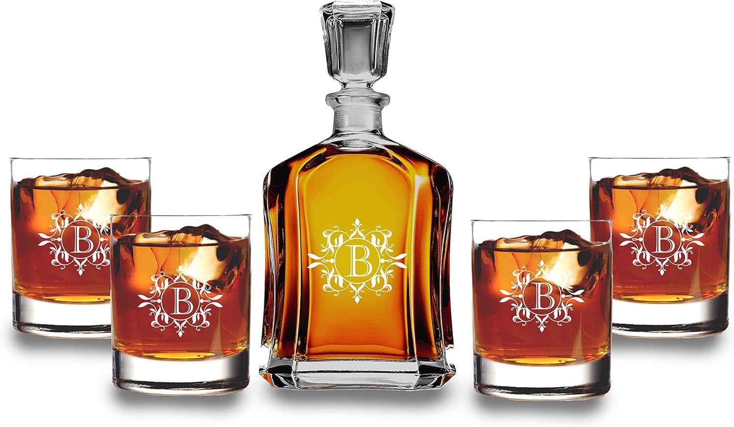 Customized Bourbon Decanter Set with box Monogrammed