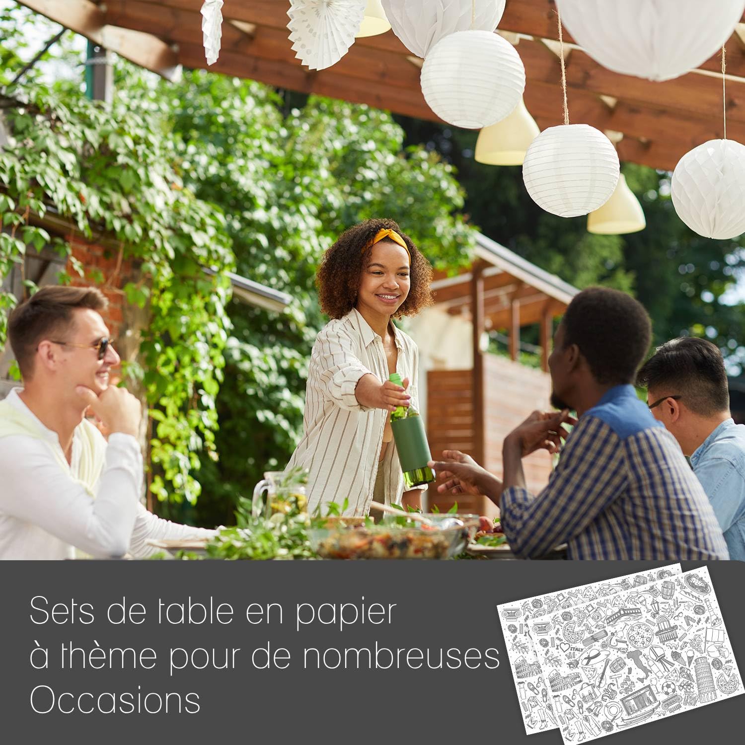 Lot De 100 Sets De Table Avec Motif Feuille De Palmier Tropicale I Din A3 Carré I Set De Place