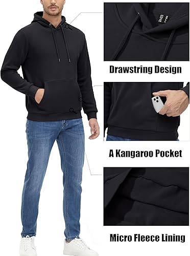 Miniatura 4 de MAGCOMSEN Sudaderas con capucha para hombre, con forro polar, estilo casual, atlético, para entrenamiento, con bolsillo tipo canguro