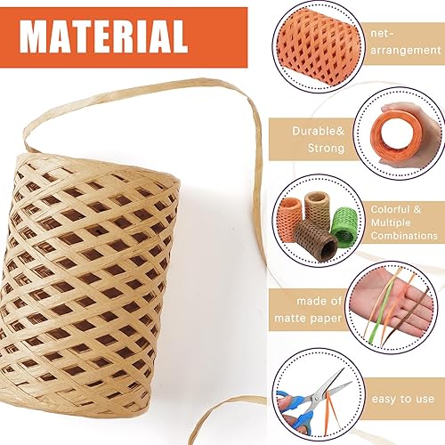 Miniatura 3 de 4 rollos de cinta de rafia de 1200 pies de cinta de papel de rafia de Navidad, Acción de Gracias, Halloween, cinta de embalaje para envoltura de