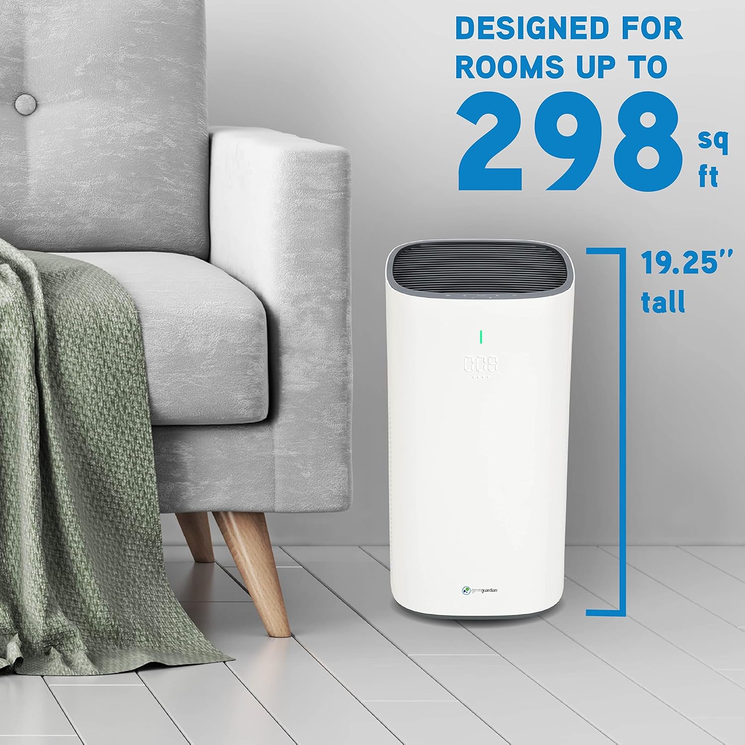GermGuardian AP5800W 19" Hi-Performance Air Purifier Tower Console with HEPA Filter & Air Quality Sensor