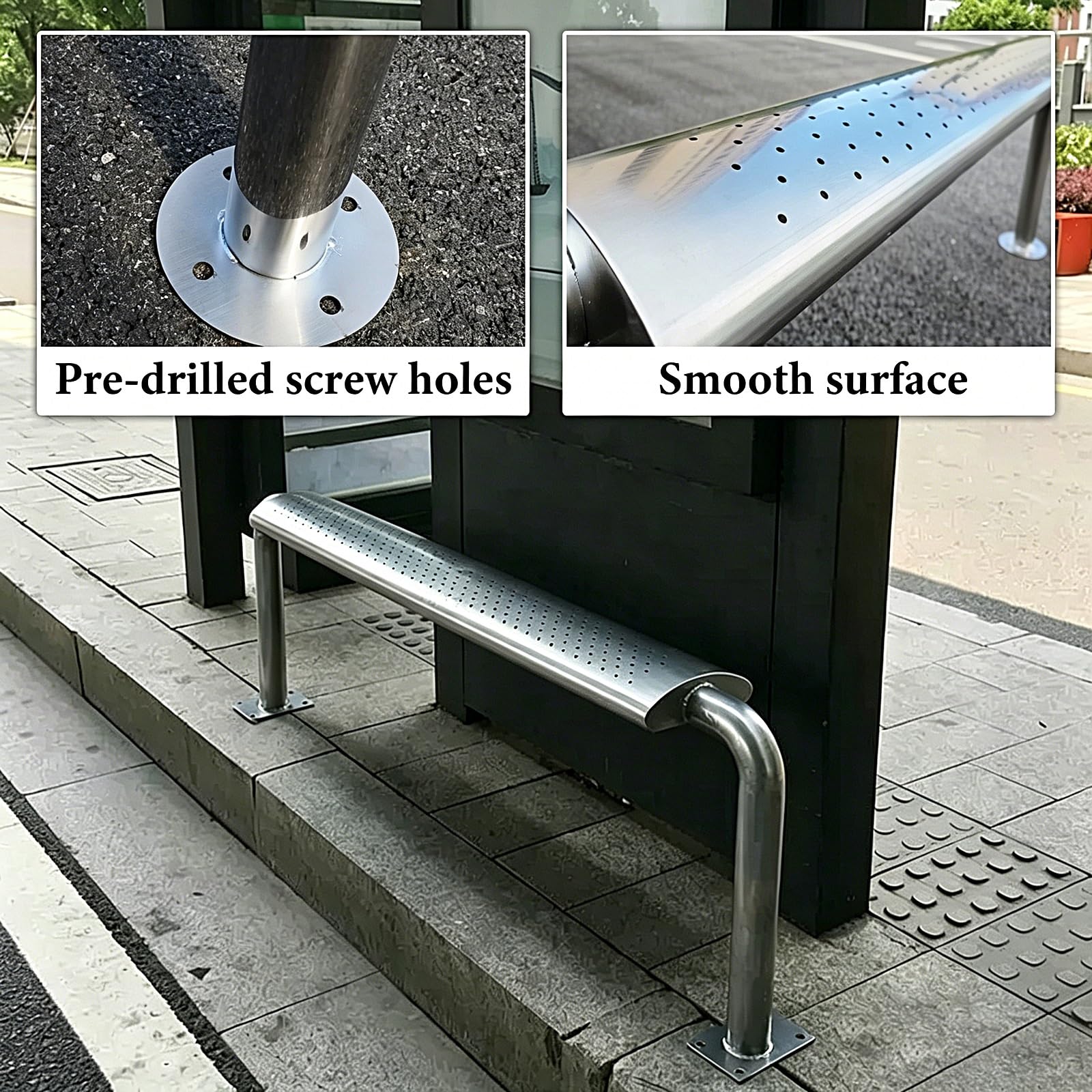 Panchina da Giardino 2 Posti Panchina da Esterno Resistenti Alle Intemperie Acciaio Inossidabile 201/304 Portata Massima 250 Kg per Piazze Fermate Dells'autobus(304 stainless steel,100x20x50cm)