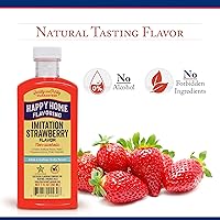 Vista 2 de Happy Home Sabor de fresa de imitación, sin alcohol, certificado Kosher, 7 onzas.