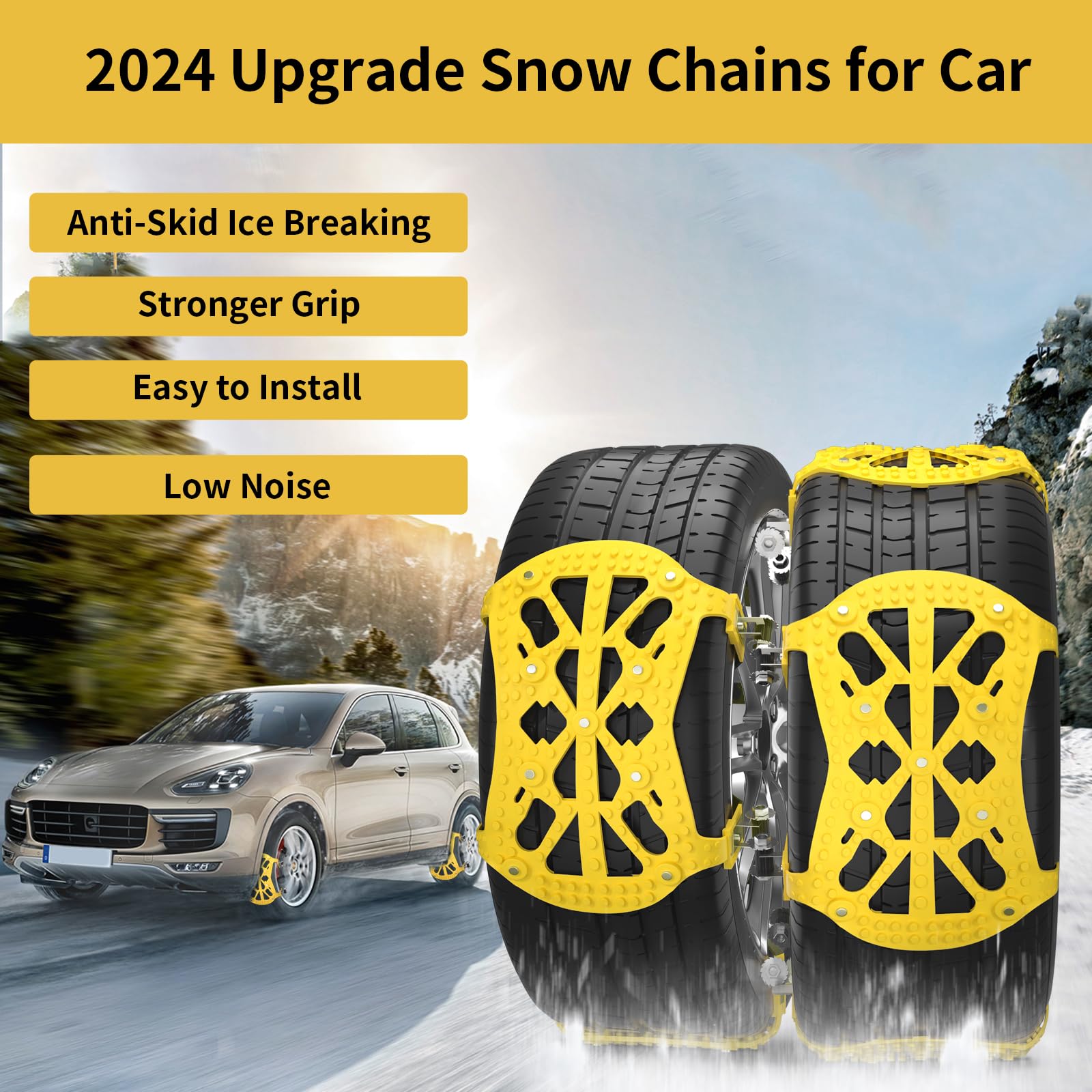 Cadenas de Nieve Universal para Coche, 6 Pcs para Neumáticos de 165-275 MM, Montaje Rápido para la Mayoría de Automóvil/SUV/Camión