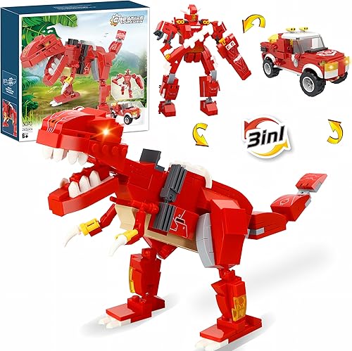 Creator - Bloques de construcción STEM 3 en 1 para niños de 6 a 12 años, robot realista T-RexCyber DinosaurioKit de construcción de ladrillos para