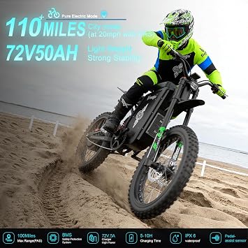 Freego X3Pro Electric Dirt Bike for Adults, 8000W Peak Motor, 72V 50Ah Battery, Up to 56MPH Off-Road Electric Motorcycle, 19x2.7 Tires, Full Suspension & Hydraulic Disc Brakes 230Nm Torque