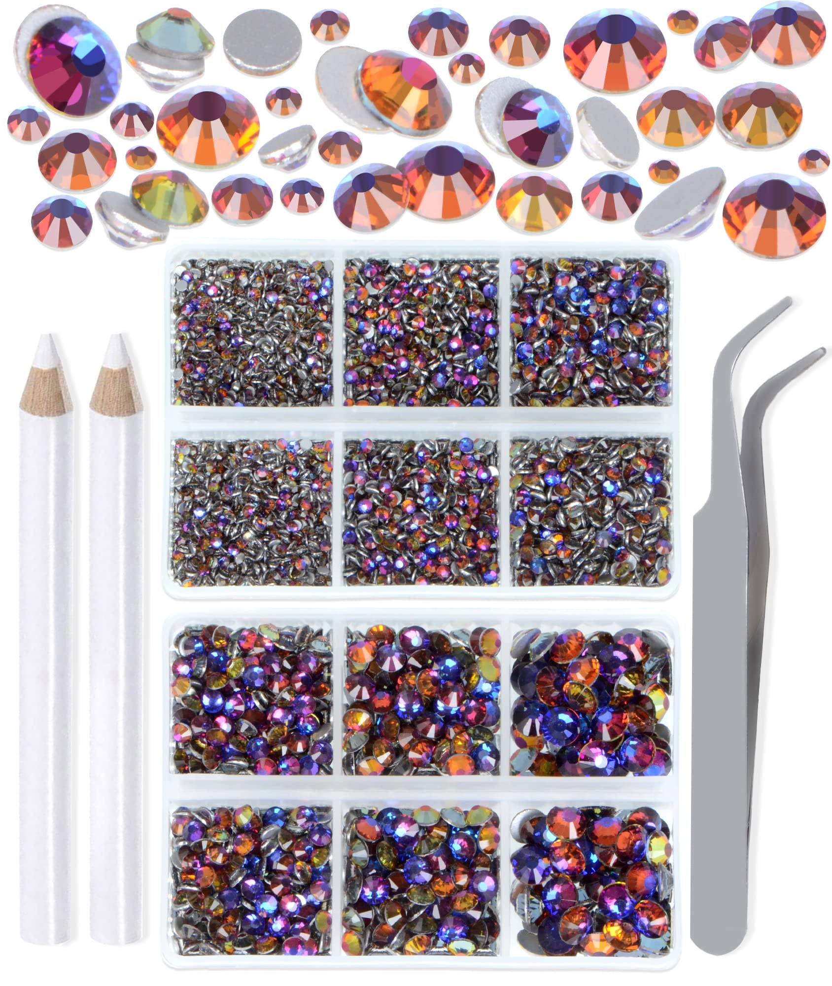 LPBeads Kit 6000 Strass Trasparenti - 6 Misure Con Pinzette Per Nail