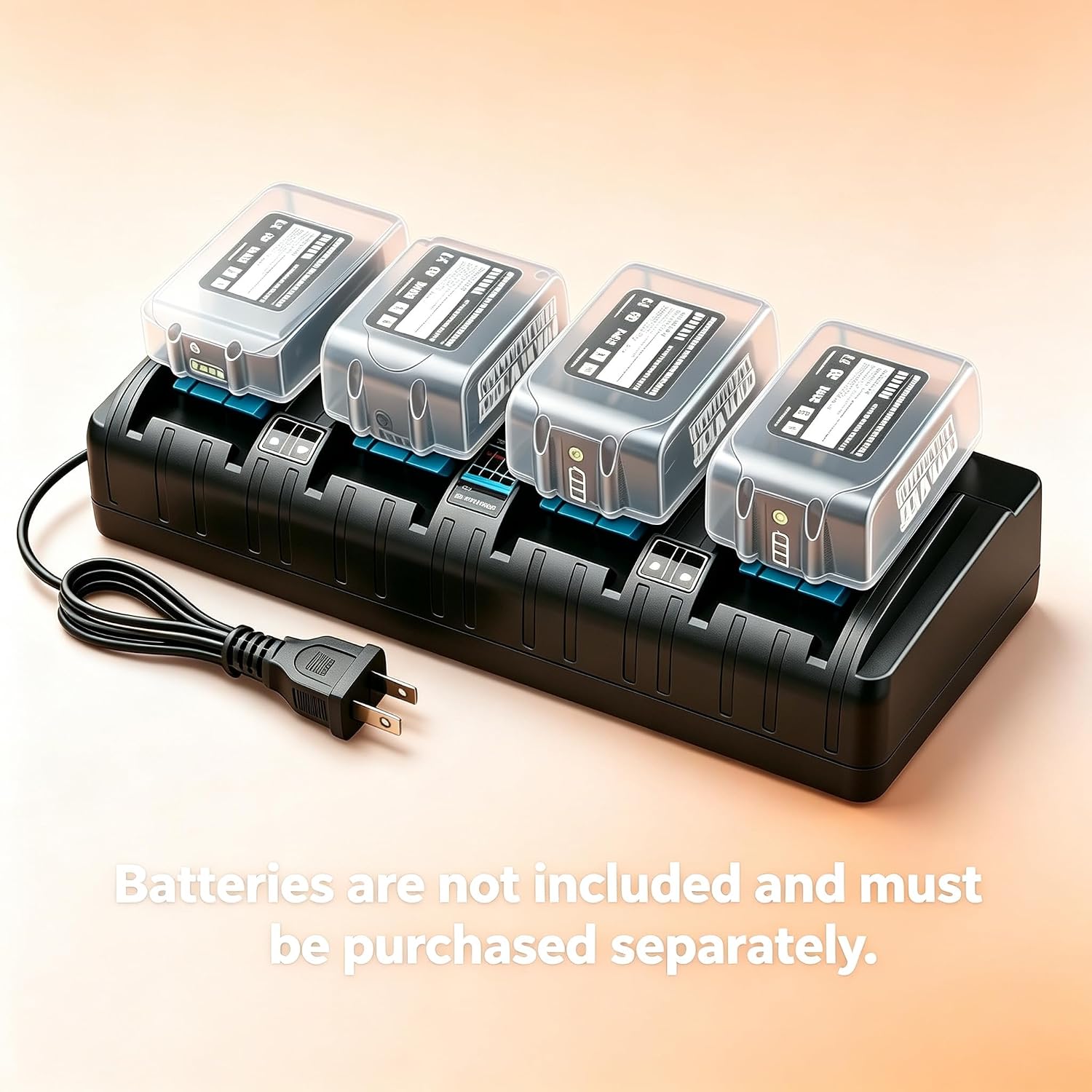 12A 4-Port Rapid Charging Station Compatible with Ma-Kita 14.4V-18V DC18SF - Fast Charger Only, Not a Battery