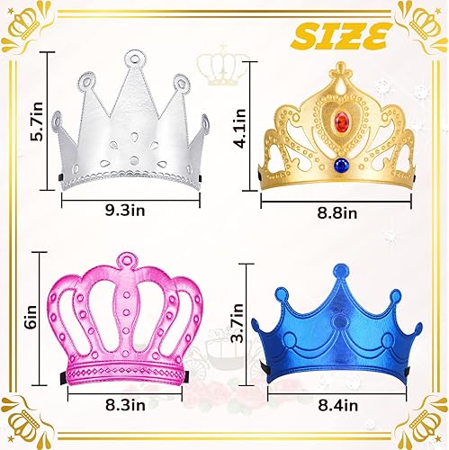 Miniatura 2 de Epakh Juego de 27 coronas de fiesta de princesa, 16 piezas de coronas de princesa con 11 calcomanías de diamante, suministros de fiesta de princesa