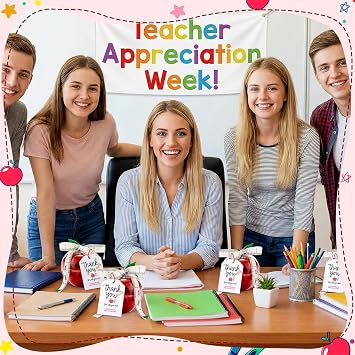 Briwooody 12 Sets Back to School Gift Boxes for Teacher, Clear Plastic Apple Shaped Candy Containers with Greeting Cards, First Day Welcome Treat Boxes for Classroom Gifts Party Favors
