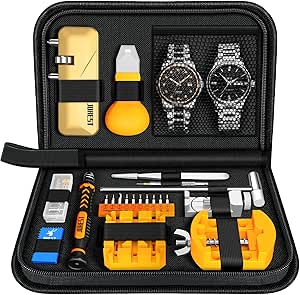 【2024 New】JOREST Watch Repair Tool Kit, Battery Replacement &amp; Strap Adjustment, Wrench Opening Back Cover, Case Opener, Link Remover, Bracelet Resizing, Band Pin Removal, Screwdriver, Spring Bar