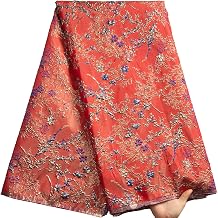 African Lace Fabric 5 Yards, Nigerian Jacquard Brocade Embroidery Floral Gilding Lace Fabric for Wedding/Party Sewing
