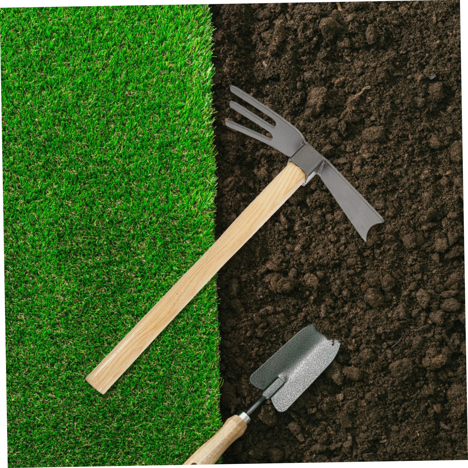 Set di 2 Piccole Zappe da Giardino in Legno e Acciaio al Manganese