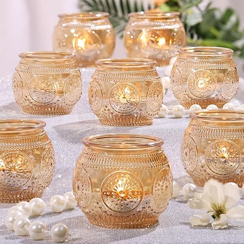 Miniatura 10 de LAMORGIFT 12 portavelas votivas transparentes, candelabros de cristal para decoración de centros de mesa de boda, portavelas transparentes, centros