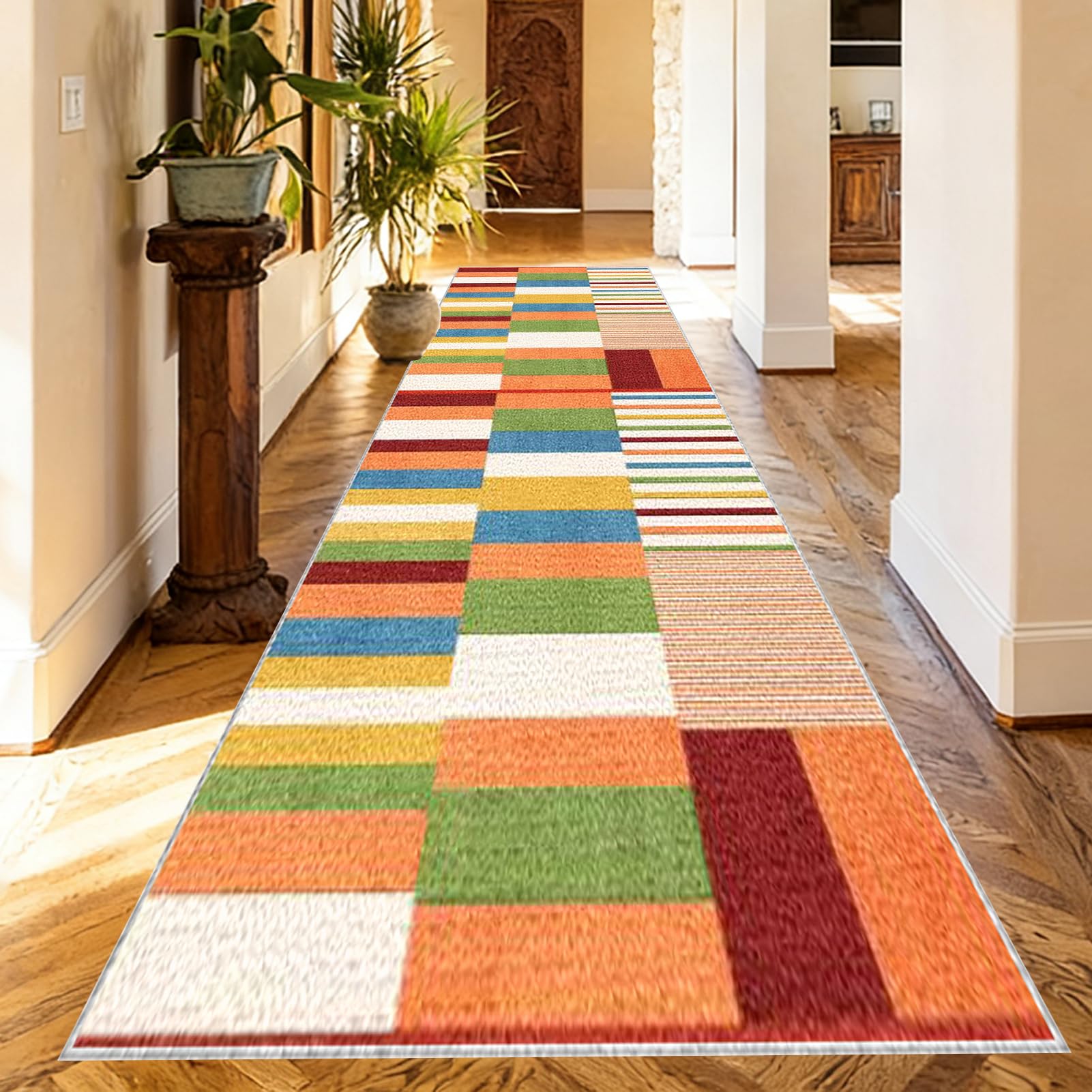 Washable Runner Rugs for Hallway Kitchen Carpet Runners Non Slip Hall Runner Rugs Long Hallway Rug Carpet Floor Mat for Hallway Entryway Laundry Room Living Room Area Rug Narrow Rugs 80 x 450 cm