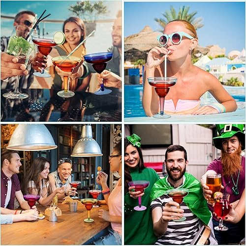 Miniatura 5 de 72 vasos de plástico Margarita de 8 onzas, vasos de plástico para margarita con temática mexicana, vasos de cóctel inastillables desechables para