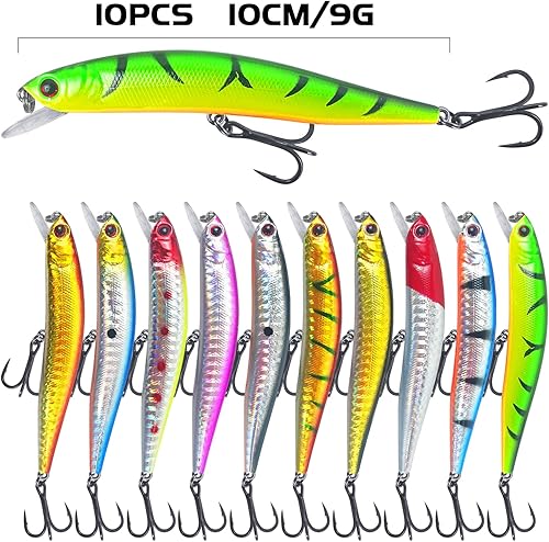 Miniatura 2 de Juego de 43 señuelos de pesca Minnow Popper Walleye señuelos de pesca mixtos duros cebos de manivela para pesca de lubina, lubina, salmón, agua