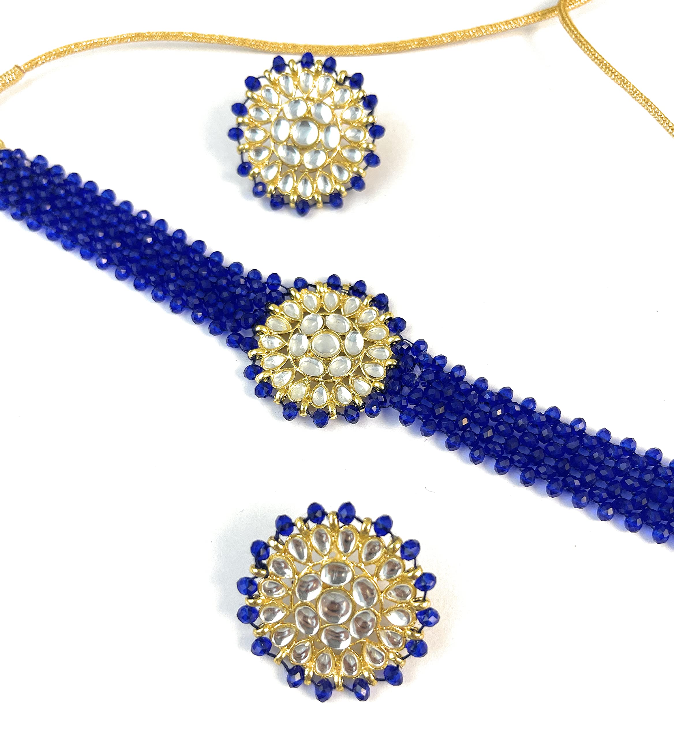 Karatcart Blue Crystal Kundan Choker Necklace with Stud Earrings (B098P6NB9N) Amazon Price History, Amazon Price Tracker