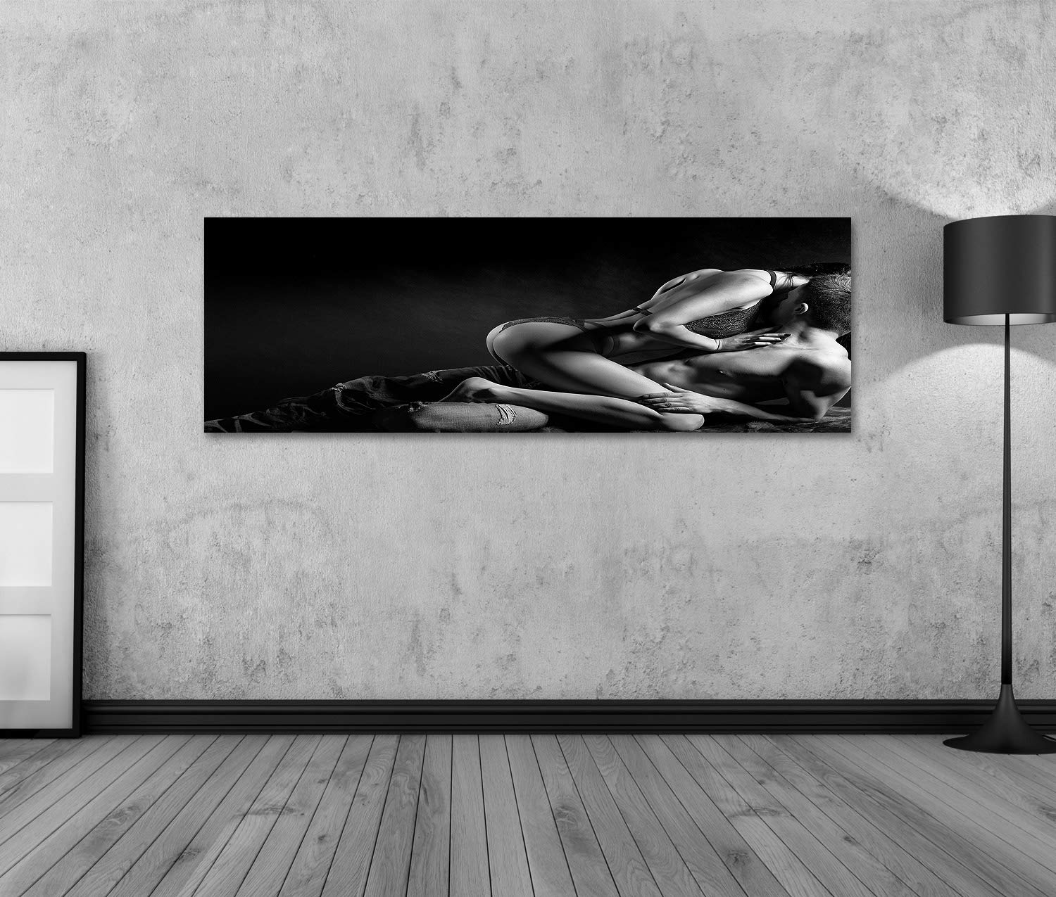 islandburner Quadro su tela Sexy giovane coppia svestita Sensuale donna etero corpo rosso pizzo erotico lingerie seduto sopra l'uomo muscoloso sexy giovane Stampe Arte Poster Murale