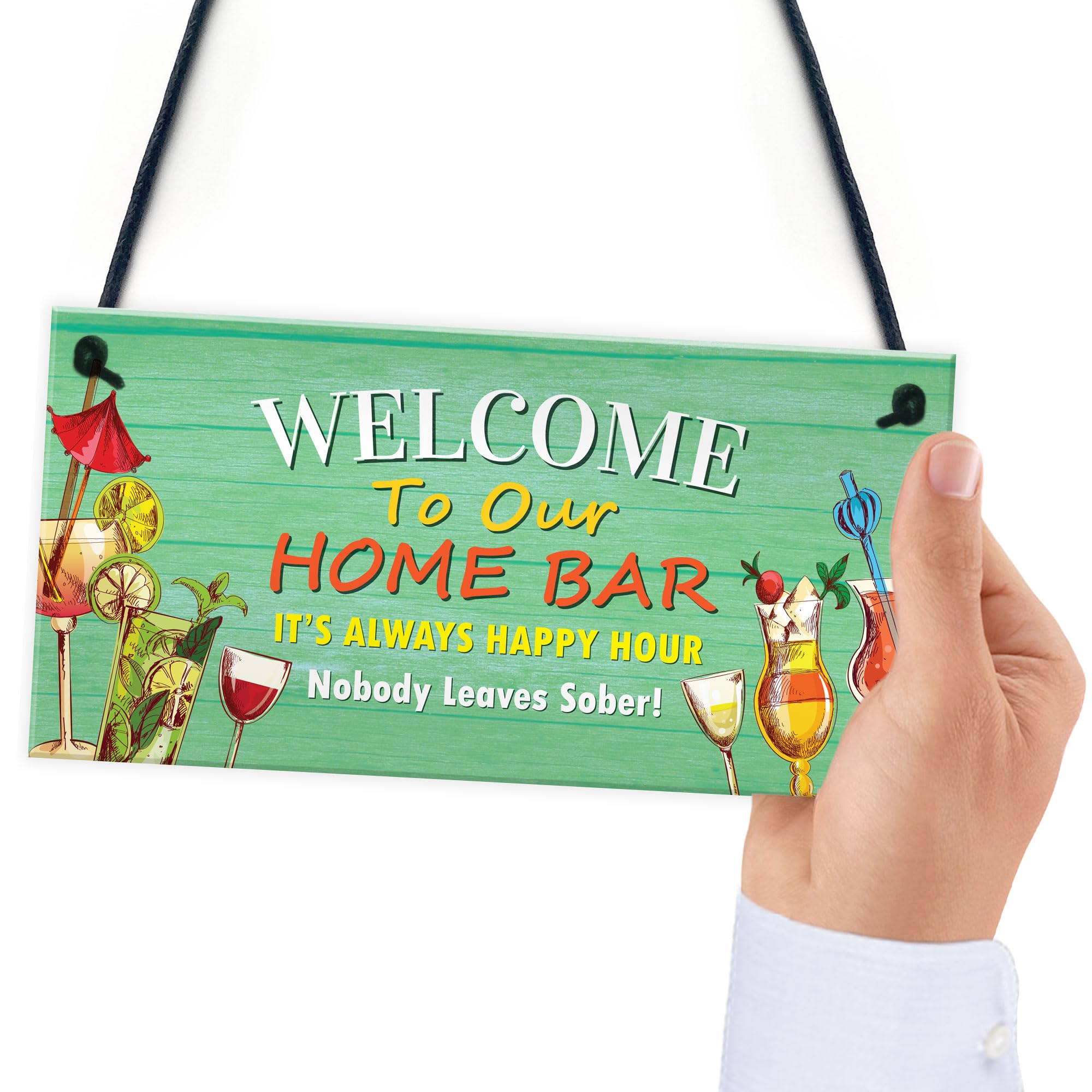 Red Ocean Home Bar Welcome Sign - Funny Bar Accessories For Home Pub - Novelty Garden Bar Signs - Home Bar Decor Plaques - Man Cave Signs