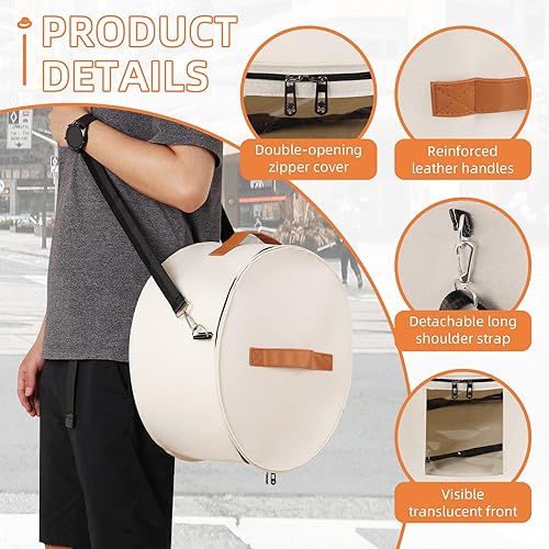 Miniatura 4 de Caja de almacenamiento para sombreros de 16 x 8 pulgadas, cajas de viaje para sombreros con tapas, cajas redondas para sombreros para mujeres, caja