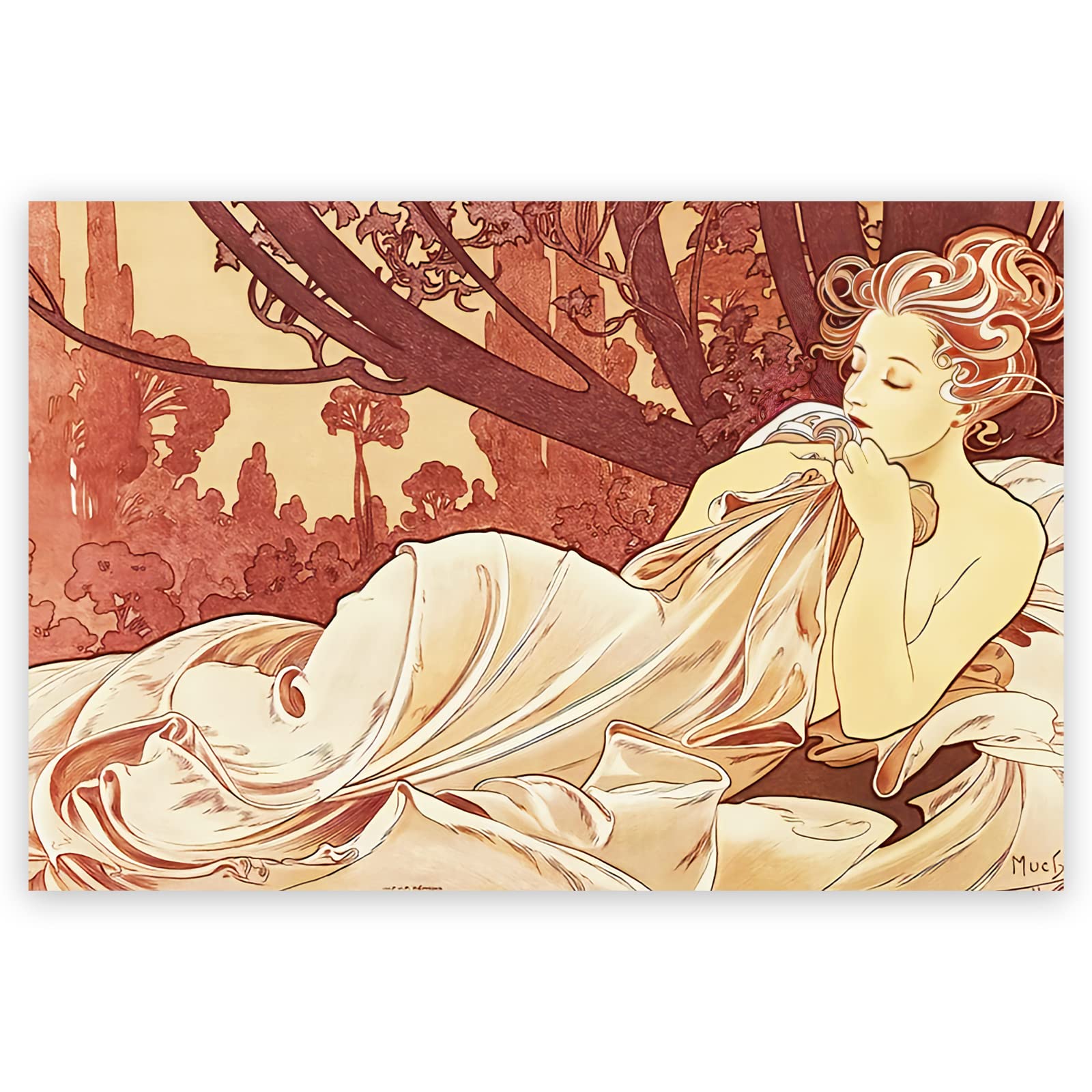Amazon.com: KWAY Alphonse Mucha Print - Dusk Poster - Vintage