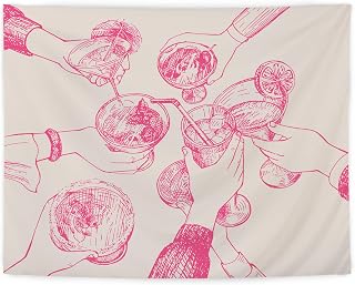 LUVADIAN Bar Art Wall Decor, Pink Preppy Trendy Retro Cheers Cocktail Champagne Aesthetic Tapestry Wall Hanging for Home Bar Teen Girls Room Dorm Apartment, Bar Wall Art, 50x60 Inches