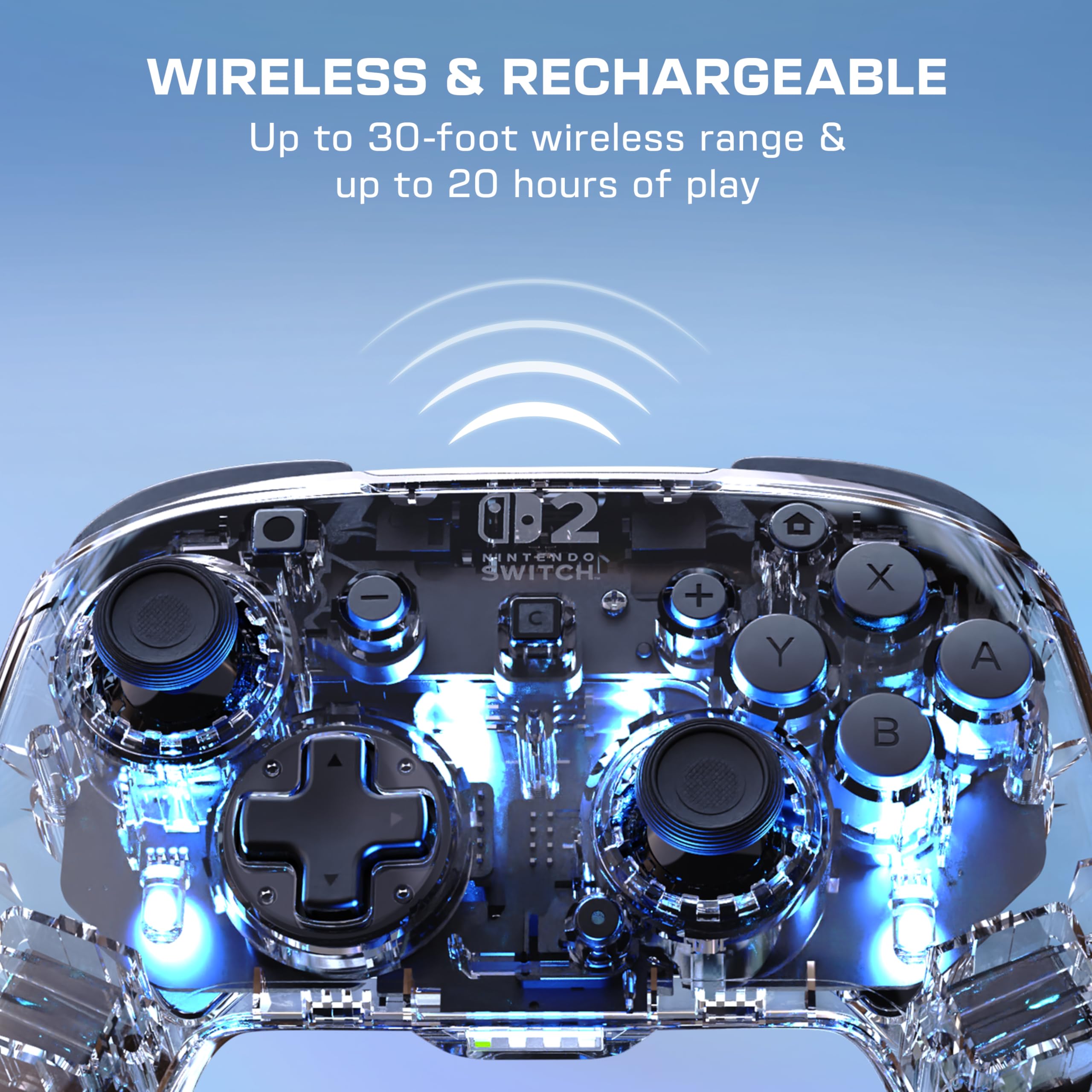 Turtle Beach Afterglow Chiaro Controller da gaming RGB wireless con licenza ufficiale per Nintendo Switch 2