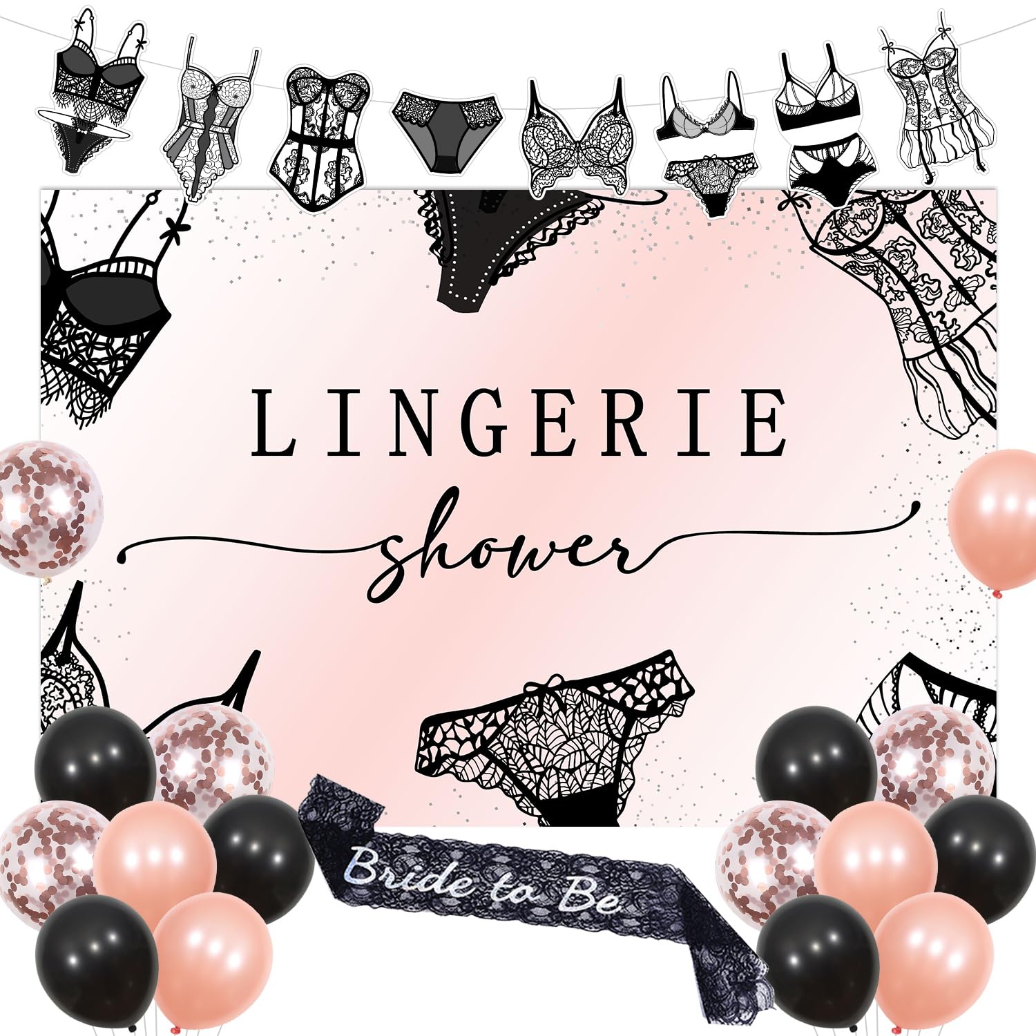Amazon.com: Lingerie Party Decorations, Bras and Panties Backdrop Banner  Underwear Bridal Shower Backdrop Lace Bride to Be Sash for Women  Bachelorette Party Bridal Shower Wedding Party Supplies : Home & Kitchen