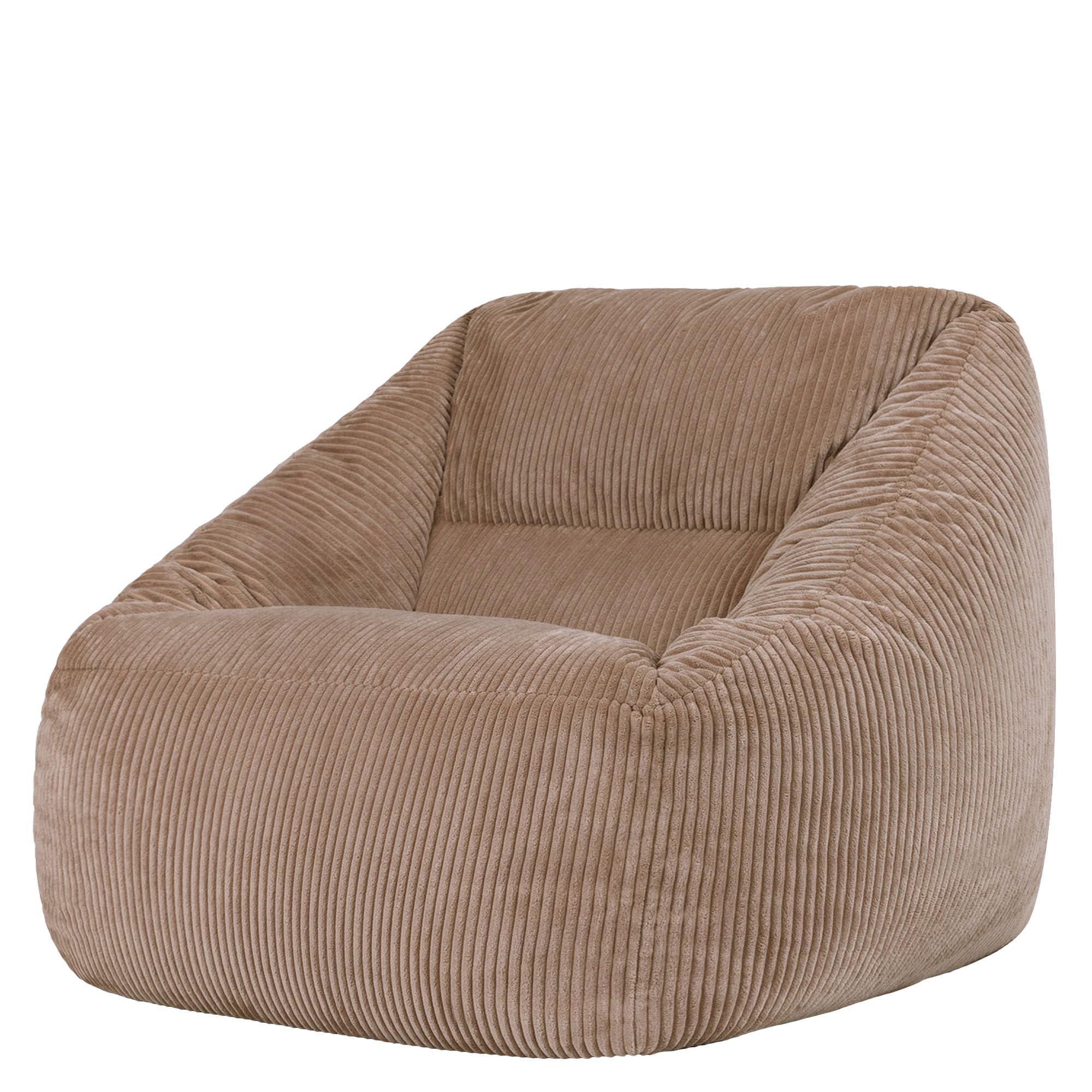 Icon Natalia Sitzsack Sessel für Erwachsene, Mokkabraun, Flauschiger Cord Stoff, Riesen Sitzsack Cord mit Füllung, Bean Bag Chair, Bequemer Sessel Wohnzimmer, Lounge, Schlafzimmer, Büro