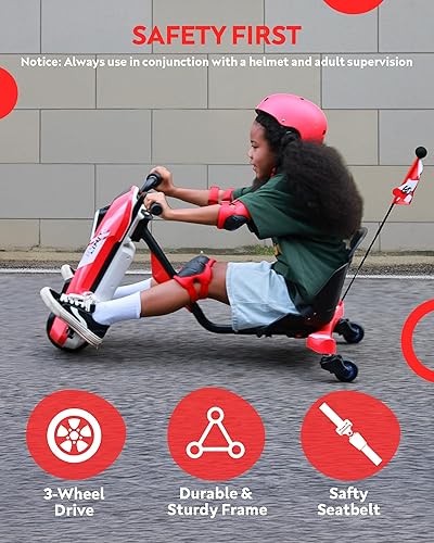 Miniatura 2 de Carrito de deriva, Go Kart eléctrico de 12 V para niños de 6 a 12 años, giro de 360 con música, Bluetooth, 3 asientos ajustables, antivuelco, máximo