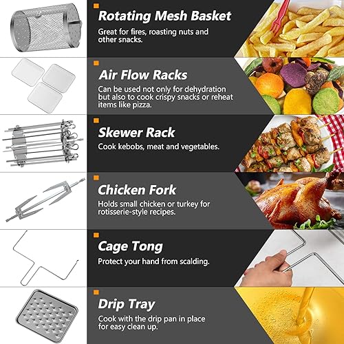 Miniatura 8 de COSTWAY 8-in-1 Air Fryer Toaster Oven Multifunctional Programmable 19QT Cooking Oven with 10 Accessories Rotisserie 8 Pre-set Recipe LED Digital