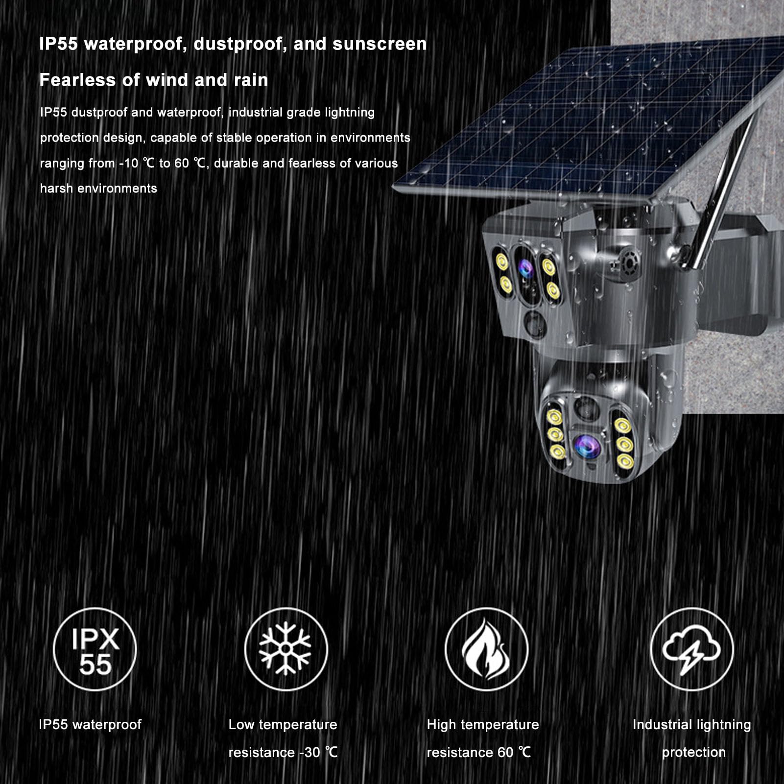 Cuifati 4K 8MP Solar Security Camera, 4G Podwójny Obiektyw Domowy Aparat, Kamera Zasilana Słonerem z pełną kolorą noktowizją, dwukierunkową Interkomem Głosowym, śledzenie Humanoidalne
