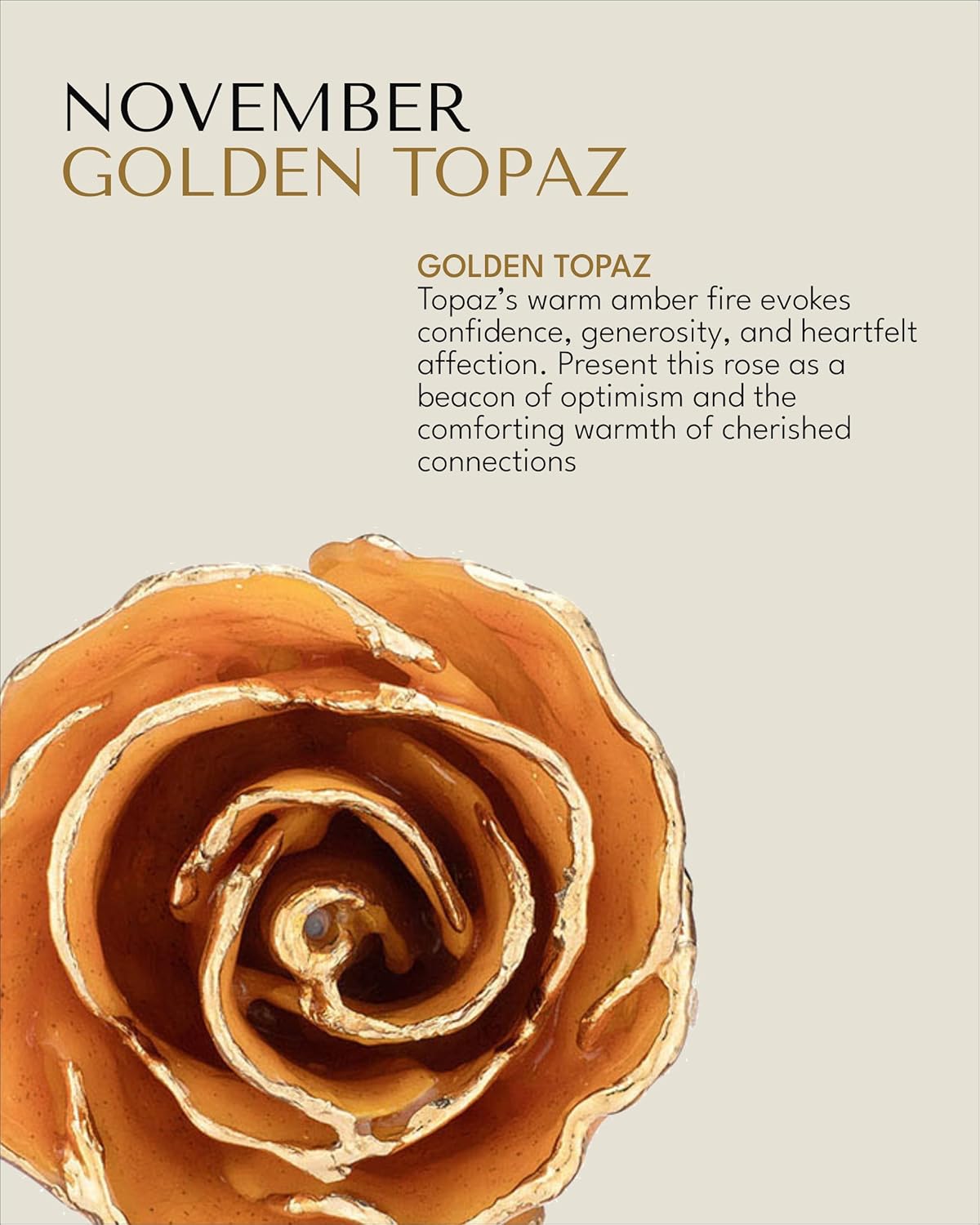 Forever Rose Hand-Dipped in 24K Gold,Golden Topaz-Inspired November Birthstone with Sparkles, Real Rose in Luxury Gold Gift Box – Perfect Ready to Gift for November Birthday or Any Occasion - Image 2