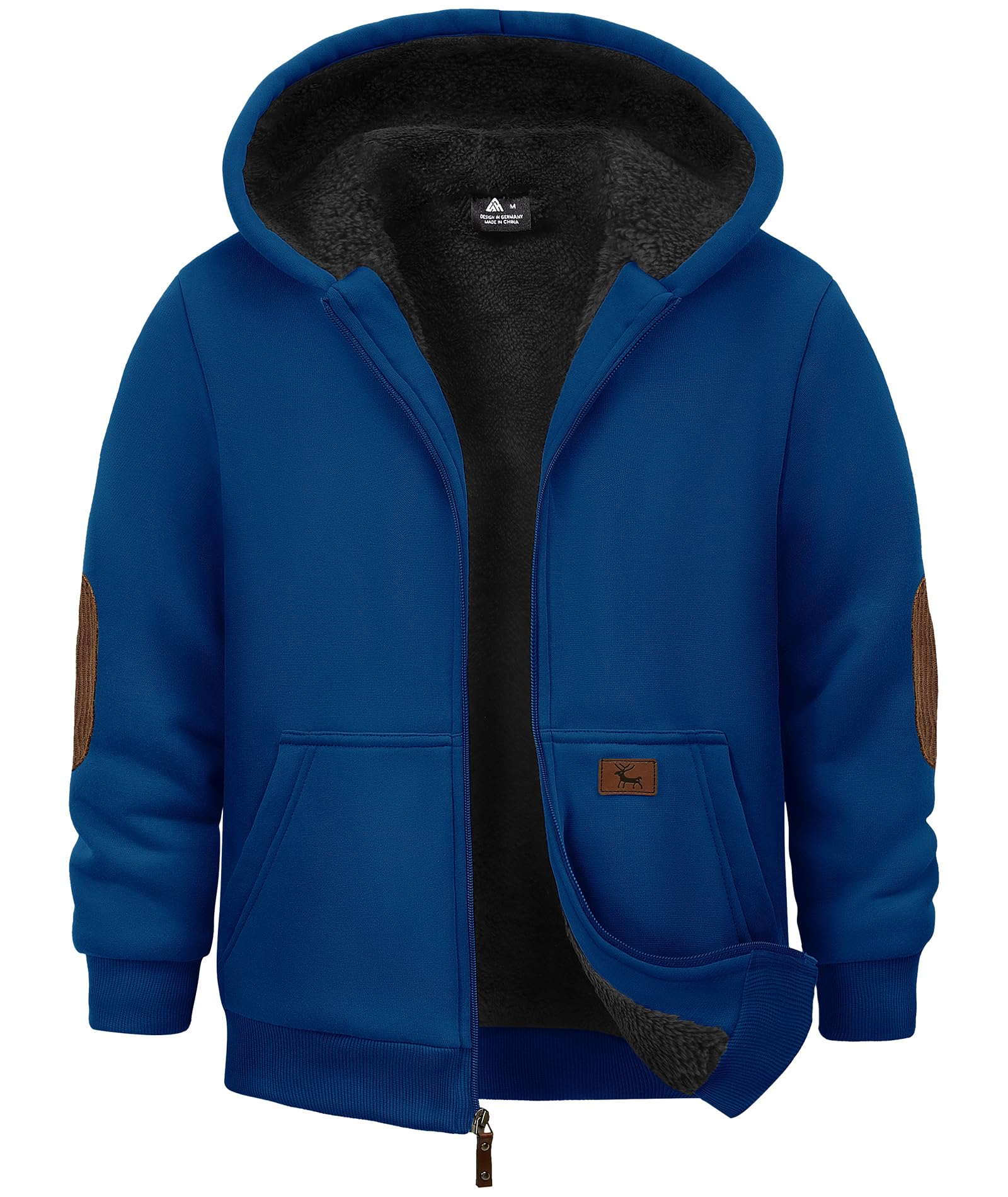 JACKETOWN Jungen Sweatjacke Gefüttert Kinder Hoodie Sweatshirt Kapuzenpullover Fleecejacke mit Kapuze Langarm Warme Winterjacke Classic Pullover mit Reißverschluss