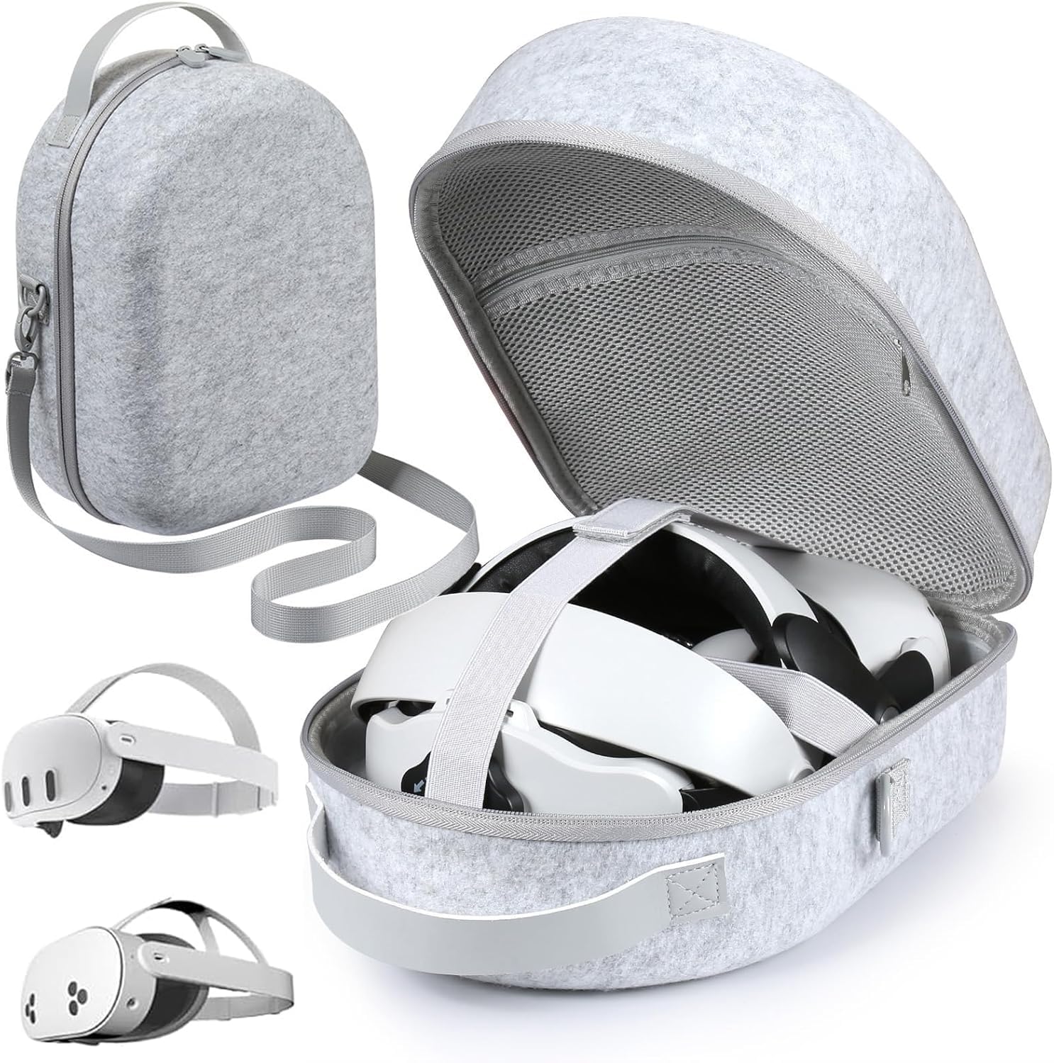 Grande custodia da trasporto compatibile con cuffie da gioco Meta Quest 3S/Quest 3 ufficiali Original/Elite Strap VR, custodia portatile da viaggio Vision Pro per controller touch accessori