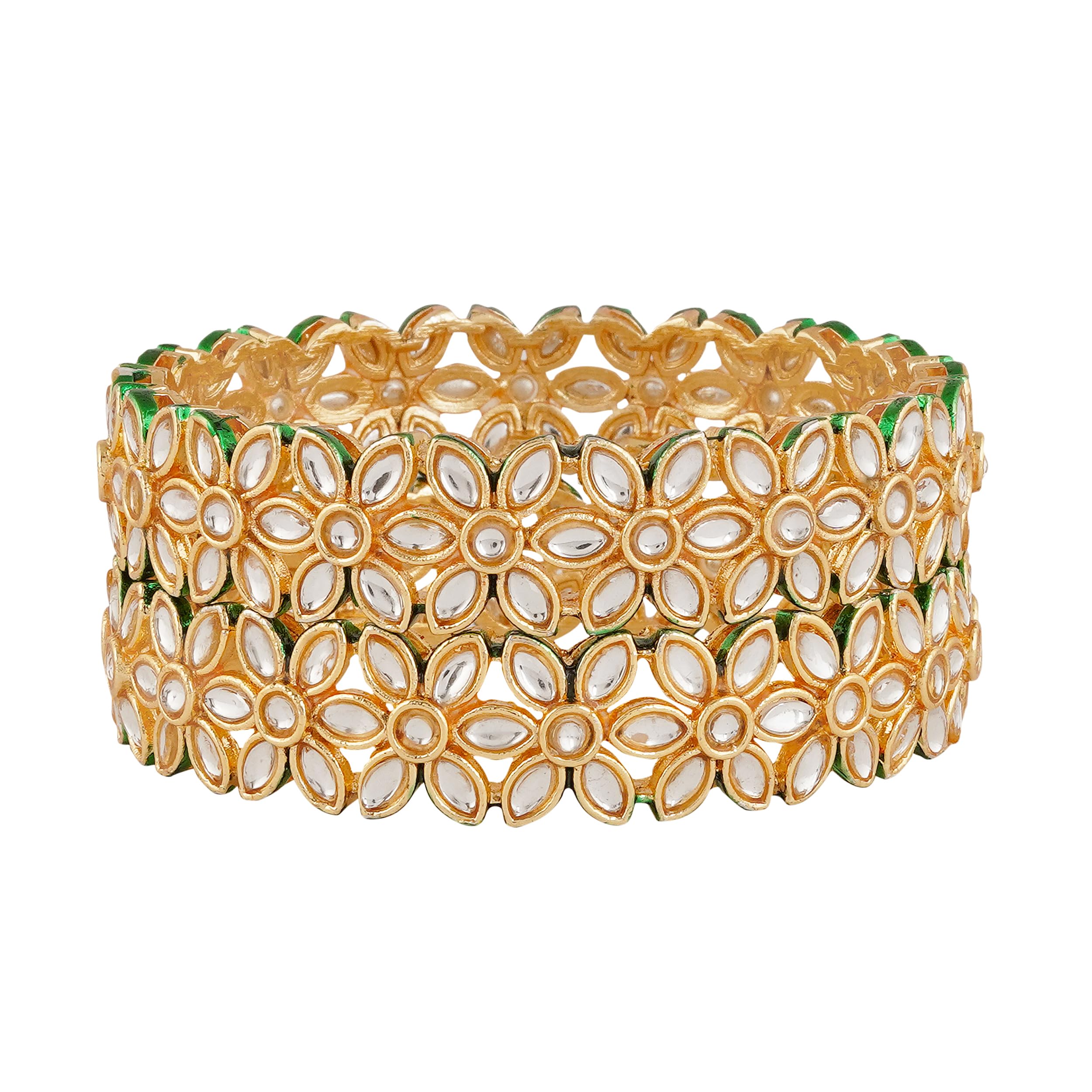 Mansiyaorange Two Gold Plated Kundan Stones Bangles Bangdi Chudi For Women(2.4) (B0CM25K7Z1) Amazon Price History, Amazon Price Tracker
