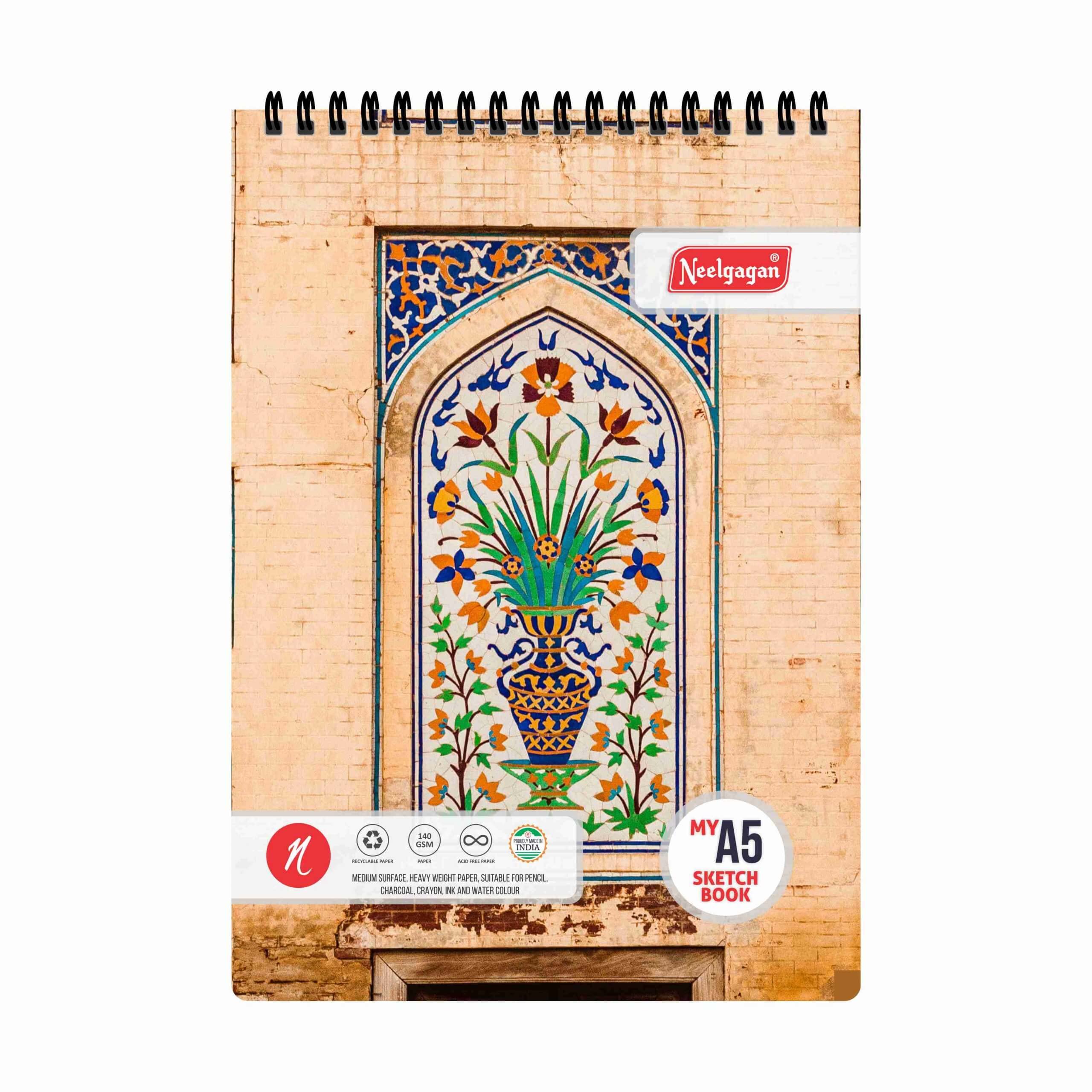 NEELGAGAN My Sketch Book A5-50 Sheets (Twin Wiro Bound) (White Cartridge 140 GSM) 14.7cm X 21cm (Suitable for Drawing & Sketching) Stationary Items, Drawing Copies, Sketch Books Pack of-3 (Sheet:50)