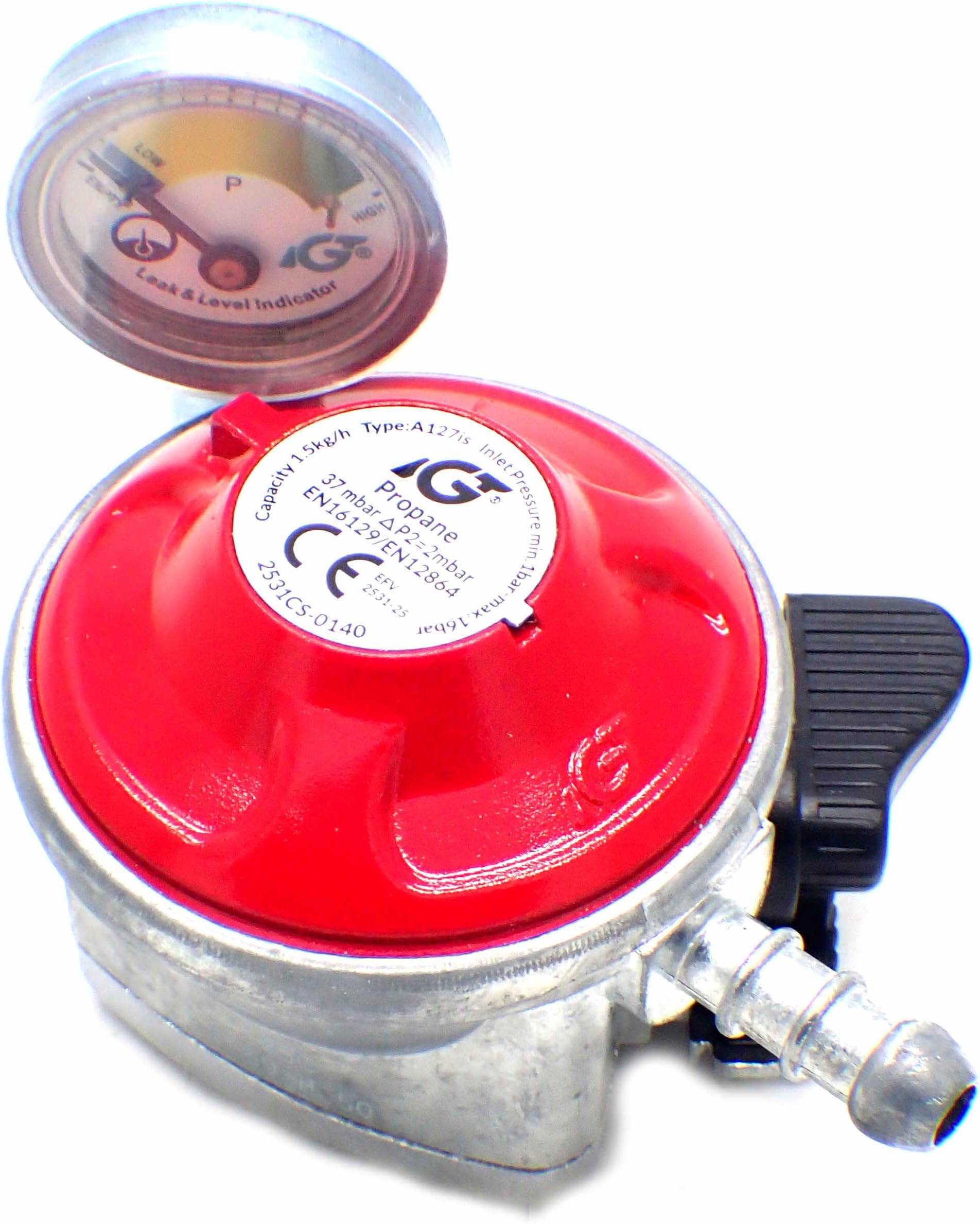 Kebonds Igt Patio Gas Regulator With Pressure Gauge 27Mm Clip On 5 Year Warranty