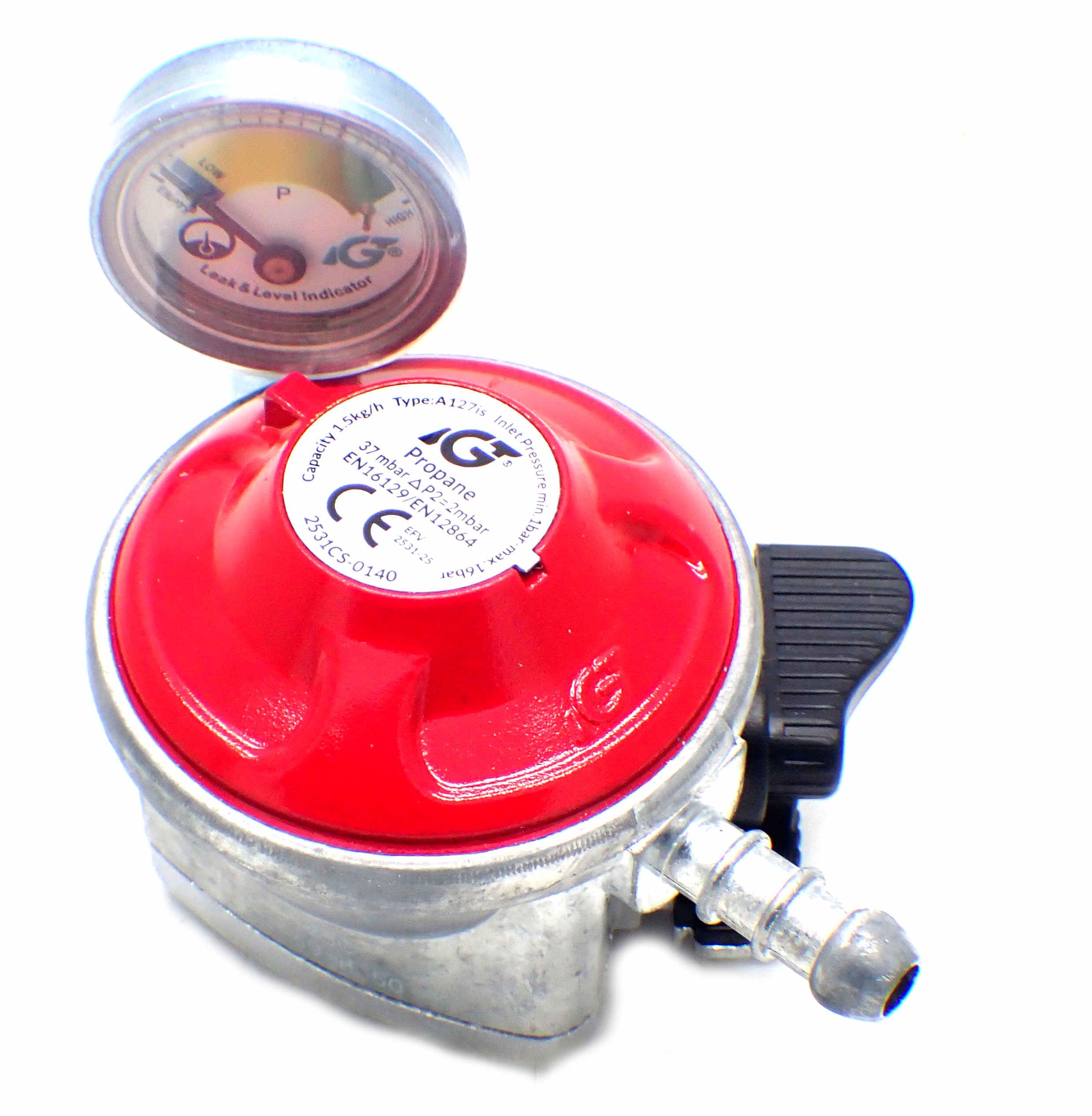 Patio Gas Regulator with 27mm Pressure Gauge