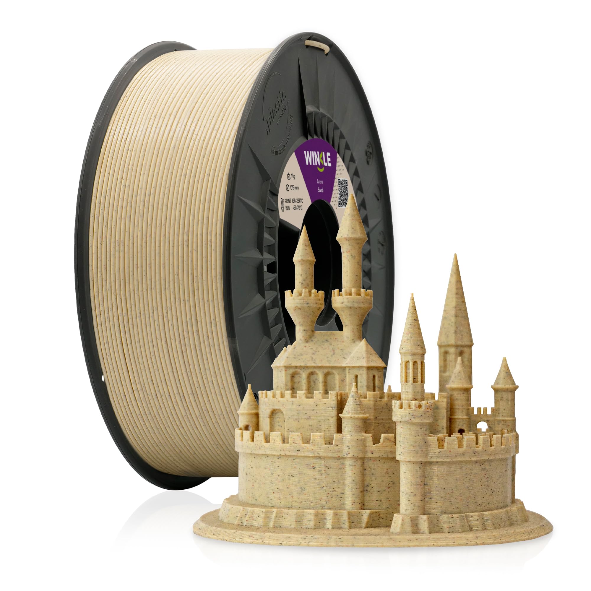 WINKLE Filament PLA HD Texture (texturé) Sable | Filament 3D 2,85 mm 1 kg | PLA Sable Précision dimensionnelle | Bobine de 1 kg