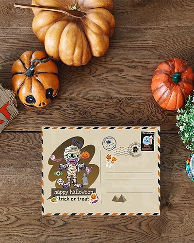 Miniatura 7 de 32 hojas de calcomanías de Halloween para niños, calcomanías de personajes de Halloween para hacer una cara, manualidades ideales para Halloween,