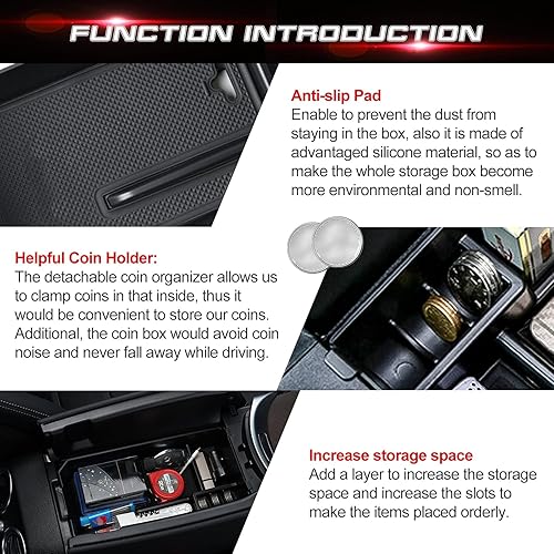Miniatura 5 de Xotic Tech - Reposabrazos de consola central, compartimento secundario, bandeja organizadora de almacenamiento compatible con Mercedes Benz Clase C
