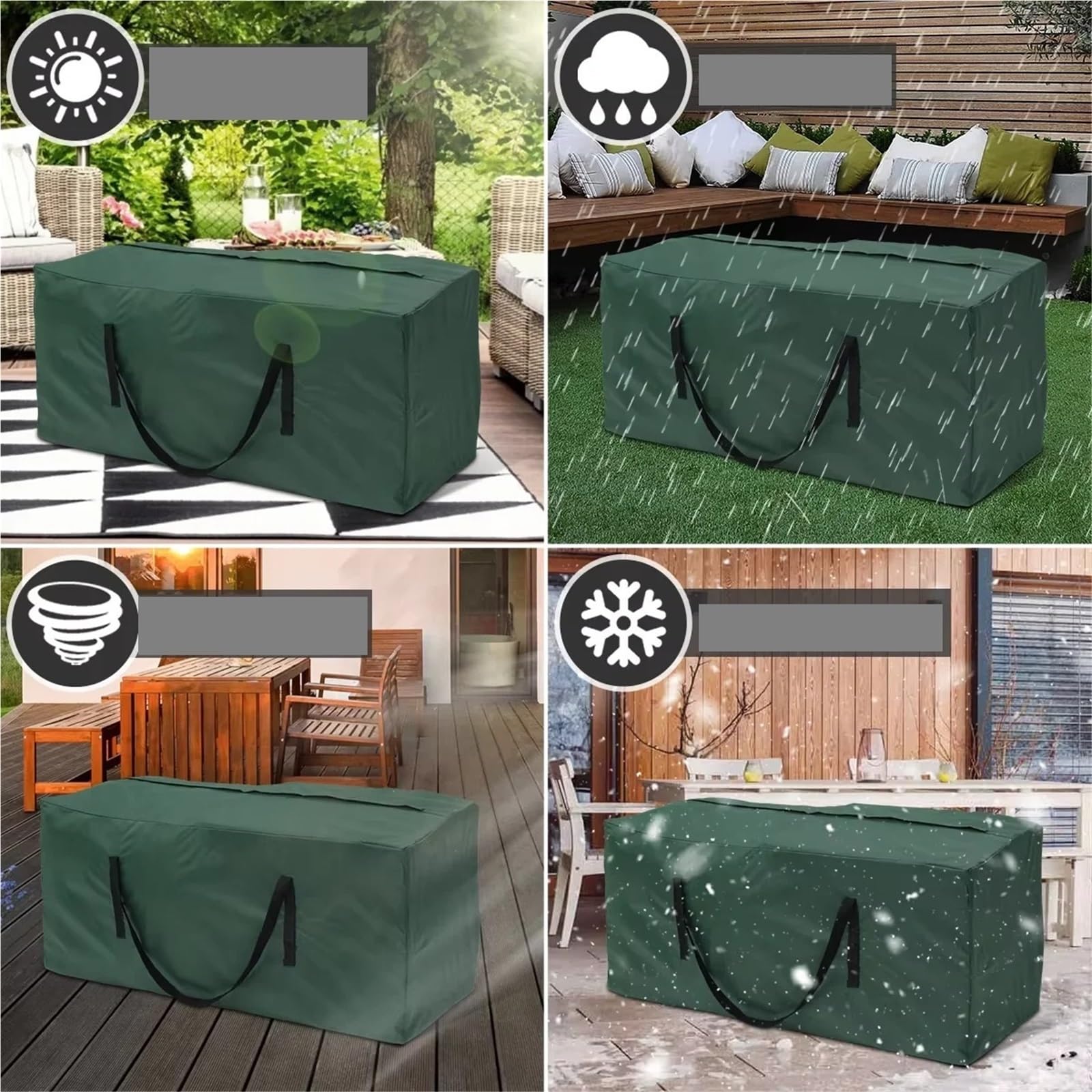 Borsa per Cuscini da Esterno Borsa portaoggetti for Cuscini da Giardino, Impermeabile, Anti UV, Rettangolare, for mobili Esterno, Custodia Protettiva for Albero di Natale(173x76x51cm Gray)