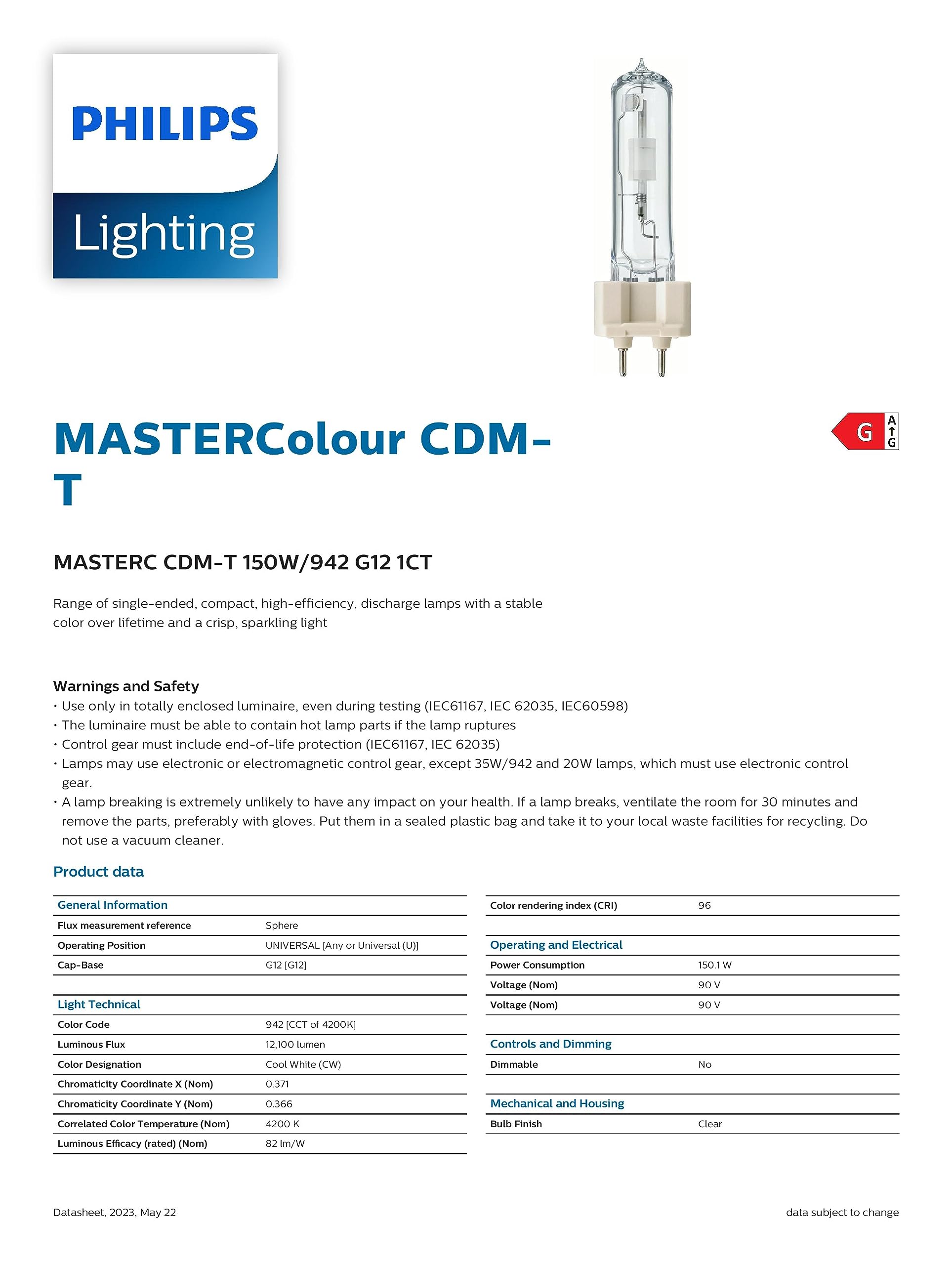 Philips 942 G12 - Lampada alogena a vapore in metallo CDM-T 150 W