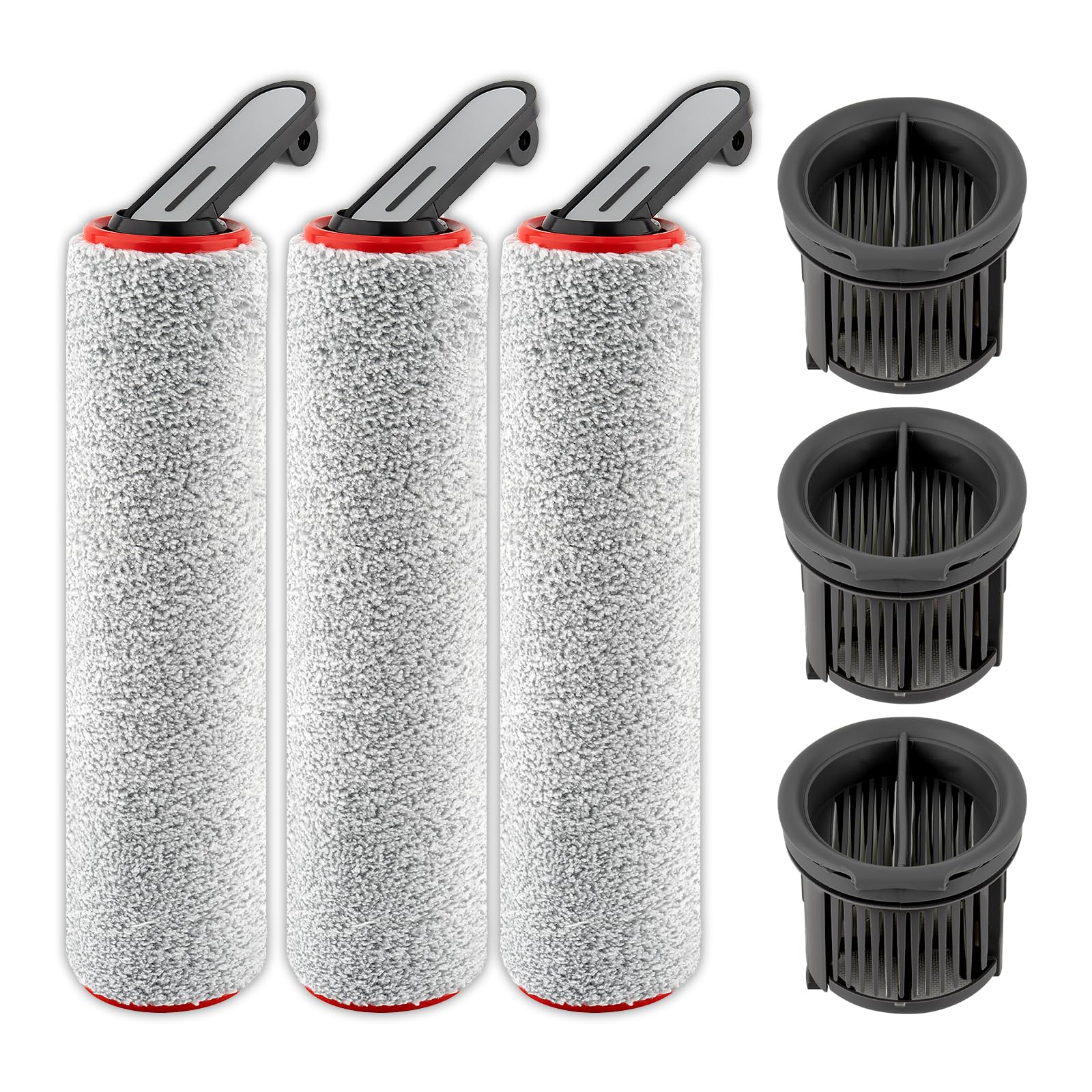 (6 Pack) H14 Pro Replacement Roller Brushes and HEPA Filters for Dreame H14 Pro Cordless Wet and Dry Vacuum Cleaner, 3 Roller Brushes, 3 HEPA Filters, Accessories Kit