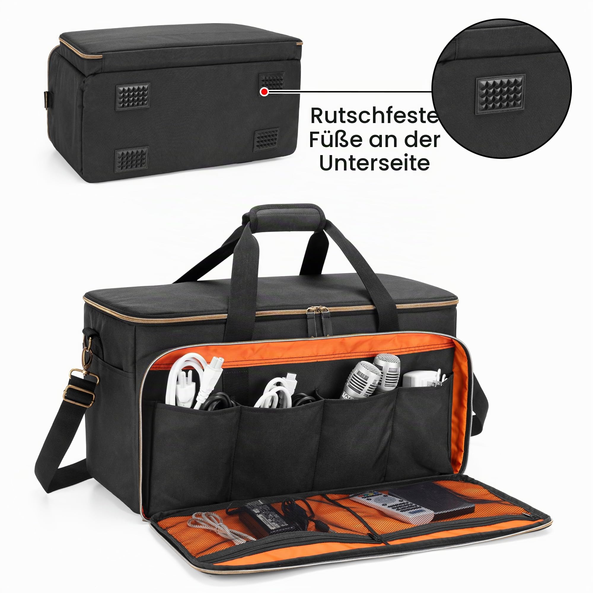 Trunab Große DJ Tasche mit Abnehmbaren Trennwänden und 15,6'' Laptopfach | Kabel Organizer Tasche für DJ-Zubehör und Musikinstrument