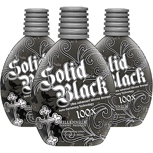 Millennium Tanning Solid Black 100X Indoor Tanning Lotion for Tanning Beds,13.5 Fluid Ounces, 3-pack