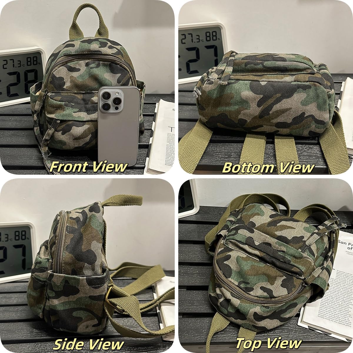 MaxxCloud Canvas Backpack-Leopard Print&Camouflage​ Mini Backpack for Men Women,Lightweight Daypack for Work,Travel - Image 5