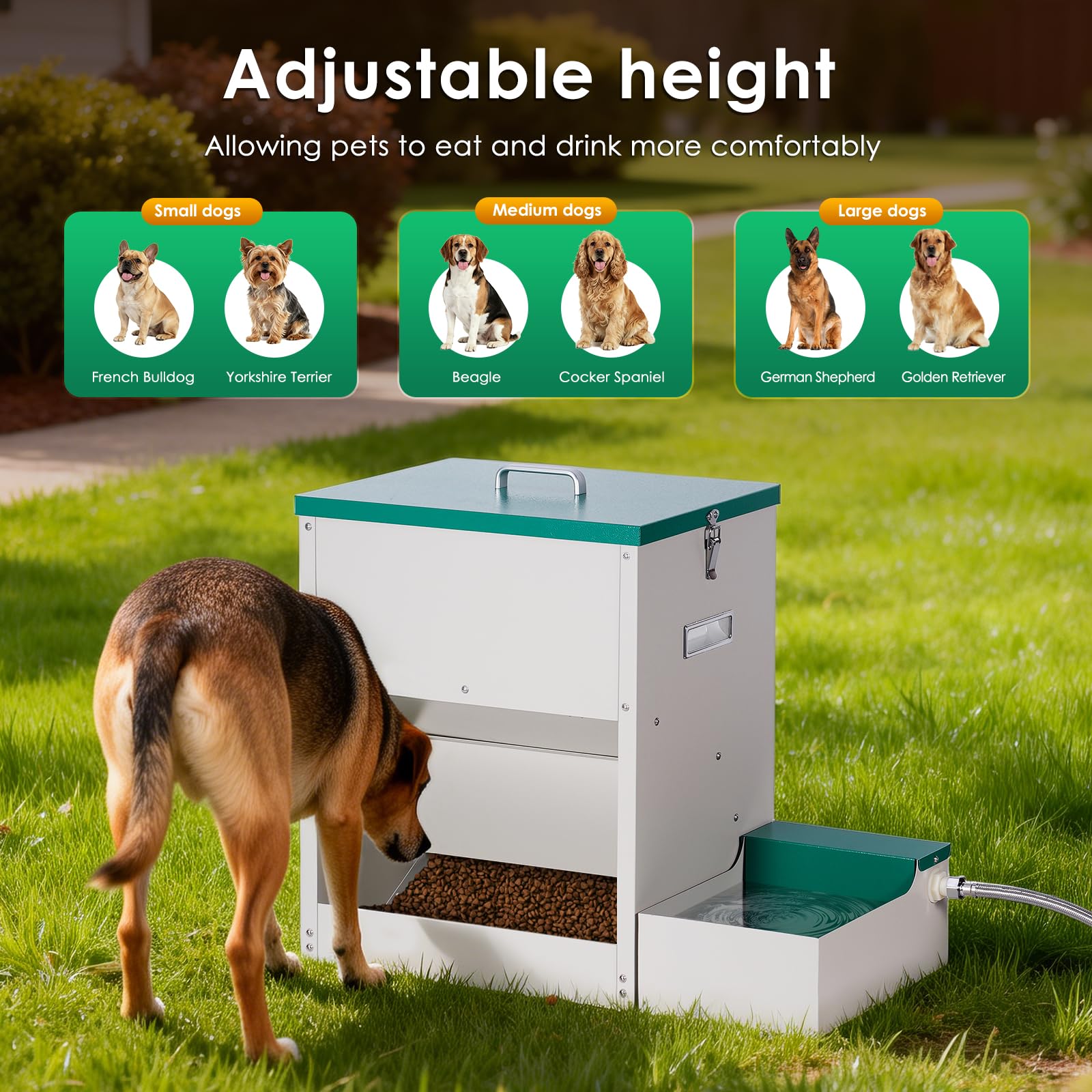 Comederos para perros grandes de 38 litros y dispensador de cuenco de agua para perros de 6 L, comedero automático 2 en 1 para perros de raza grande y dispensador de agua para perros grandes